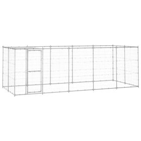 Outdoor Dog Kennel Galvanized Steel with Roof 130.2 ftÂ²