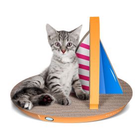 Cat Condo Scratcher Post Cardboard, Sailboat Shape Cat Scratching Board, 21.26x13.78x15.75 inch