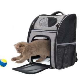 FluffyDream Pet Carrier Backpack for Large/Small Cats and Dogs, Puppies, Safety Features and Cushion Back Support for Travel, Hiking, Outdoor Use