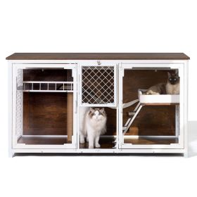 Multi-Functional Wooden Cat Villa TV Stand – Stylish Cat House & Entertainment Center