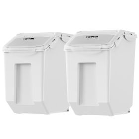 Ingredient Storage Bin, 2 x 15L Dispenser Bin with 2 Measuring Cups, Attachable Casters and Airtight Lid