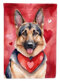 German Shepherd My Valentine Garden Flag Mailbox Flag Decorative Yard Flag Banner Outside Patio Artwork Yard Flower Beds, Garden Size, Multicolor