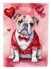 English Bulldog My Valentine Garden Flag Mailbox Flag Decorative Yard Flag Banner Outside Patio Artwork Yard Flower Beds, Garden Size, Multicolor