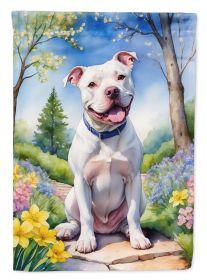 Pit Bull Terrier Spring Path Garden Flag Mailbox Flag Decorative Yard Flag Banner Outside Patio Artwork Yard Flower Beds, Garden Size, Multicolor