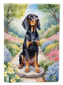 Black and Tan Coonhound Spring Path Garden Flag Mailbox Flag Decorative Yard Flag Banner Outside Patio Artwork Yard Flower Beds, Garden Size