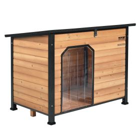 Outdoor Dog House, Waterproof Insulated Dog House with Elevated Floor, Anti-Bite Wood Dog House Outdoor Iron Frame, Open Roof