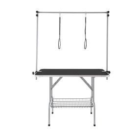 Pet Grooming Table Two Arms with Clamp, 46'' Dog Grooming Station, Foldable Pets Grooming Stand for Medium and Small Dogs