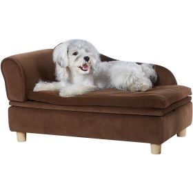 Pet Sofa, Dog Couch for Medium-Sized Dogs and Cats, Soft Velvety Dog Sofa Bed, 81 lbs Loading Cat Sofa, Dark Brown