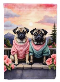 Pug Two Hearts Garden Flag Mailbox Flag Decorative Yard Flag Banner Outside Patio Artwork Yard Flower Beds, Garden Size, Multicolor