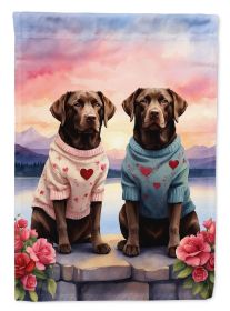 Chocolate Labrador Retriever Two Hearts Garden Flag Mailbox Flag Decorative Yard Flag Banner Outside Patio Artwork Yard Flower Beds, Garden Size