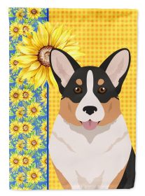 Summer Sunflowers Tricolor Cardigan Corgi Garden Flag Mailbox Flag Decorative Yard Flag Banner Outside Patio Artwork Yard Flower Beds, Garden Size