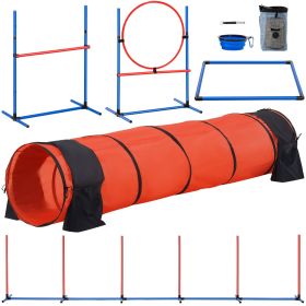 Dog Agility Training Equipment 5 PCS Set Upgrade w/ Hurdles Extended Tunnel