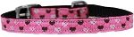 Argyle Hearts Nylon Dog Collar with classic buckle 3/8" (Color/Size: Bright Pink Size 10)