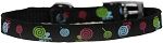 Lollipops Nylon Dog Collar with classic buckle 3/8" (Color/Size: Black Size 10)