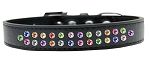 Two Row Confetti Crystal (Color/Size: Size 12 Black Dog Collar)