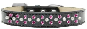 Sprinkles Ice Cream Dog Collar Pearl and Bright Pink Crystals