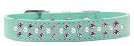 Sprinkles Dog Collar Pearl and Bright Pink Crystals (Color/Size: Size 12 Aqua)