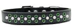 Sprinkles Dog Collar Pearl and Emerald Green Crystals (Color/Size: Size 12 Black)