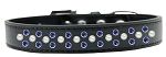 Sprinkles Dog Collar Pearl and Blue Crystals (Color/Size: Size 12 Black)