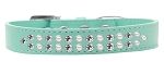 Two Row Pearl and Clear Crystal (Color/Size: Size 12 Aqua Dog Collar)