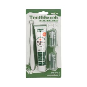 Oral Hygiene Kit For Cats And Dogs 3 Piece Set With Dual Ended Toothbrush, Finger Brush, And Poultry Flavor Tube Of Toothpaste Remove Plaque Tartar Bu (Option: Beef Flavor)