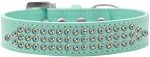 Three Row AB Crystal Dog Collar (Color/Size: Aqua Size 12)