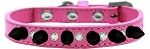 Crystal and Black Spikes Dog Collar (Color/Size: Bright Pink Size 10)