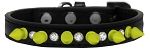 Crystal and Neon Yellow Spikes Dog Collar (Color/Size: Black Size 10)