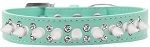 Double Crystal and White Spikes Dog Collar (Color/Size: Aqua Size 12)