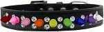 Double Crystal with Rainbow Spikes Dog Collar (Color/Size: Black Size 12)