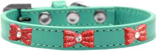 Red Glitter Bow Widget Dog Collar