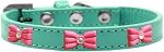 Pink Glitter Bow Widget Dog Collar (Color/Size: Aqua Size 10)