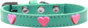 Pink Glitter Heart Widget Dog Collar