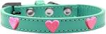 Pink Glitter Heart Widget Dog Collar (Color/Size: Aqua Size 10)