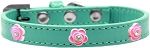 Bright Pink Rose Widget Dog Collar (Color/Size: Aqua Size 10)