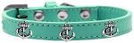 Silver Anchor Widget Dog Collar (Color/Size: Aqua Size 10)