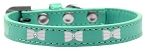 White Bow Widget Dog Collar (Color/Size: Aqua Size 10)