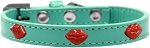 Red Glitter Lips Widget Dog Collar (Color/Size: Aqua Size 10)