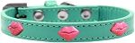 Pink Glitter Lips Widget Dog Collar (Color/Size: Aqua Size 10)