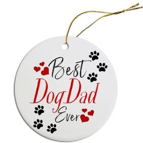 Round Christmas Ornament (Color/Size: Best Dog Dad)