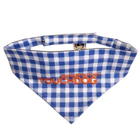 Touchdog 'Bad-to-the-Bone' Plaid Patterned Fashionable Velcro Bandana (Color: Blue, size: medium)