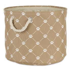 Multipurpose Pet Storage Bin Round Small with Printing (Color: Taupe, size: 9x12x12 inch)