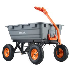 VEVOR Dump Cart, Poly Garden Dump Cart with Easy to Assemble Steel Frame, Dump Wagon with 2-in-1 Convertible Handle (size: Poly-1500 lbs)