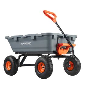 VEVOR Dump Cart, Poly Garden Dump Cart with Easy to Assemble Steel Frame, Dump Wagon with 2-in-1 Convertible Handle (size: Poly-800 lbs)