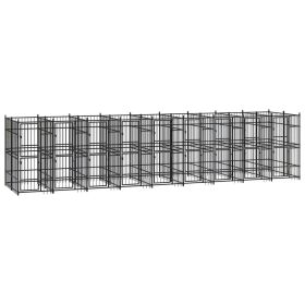 Outdoor Dog Kennel Steel 178.6 ftÂ² (Color: black)