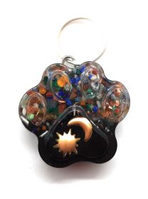 Calming Dog Charms EMF 5G Protection Paw Print over 25 pounds Chakra Crystals (Material: Orgone, Style: Sun Moon)