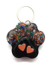 Calming Dog Charms EMF 5G Protection Paw Print over 25 pounds Chakra Crystals (Material: Orgone, Style: Two Hearts)