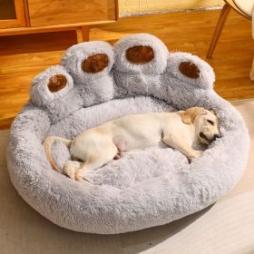 Kennel Warm Medium Large Dog Corgi Golden Retriever Bed Fleece-lined Sofa Mattress (Option: Light Gray-M Diameter 50cm)