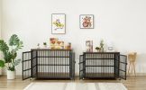 Furniture style dog crate wrought iron frame door with side openings, Grey, 38.4''W x 27.7''D x 30.2''H.