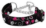 Crazy Hearts Nylon Collars Martingale (Color/Size: Black Large)